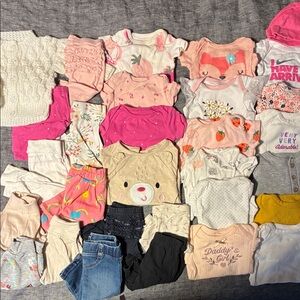 Baby Girls Clothing Lot - Pink, Cream, White, Gray